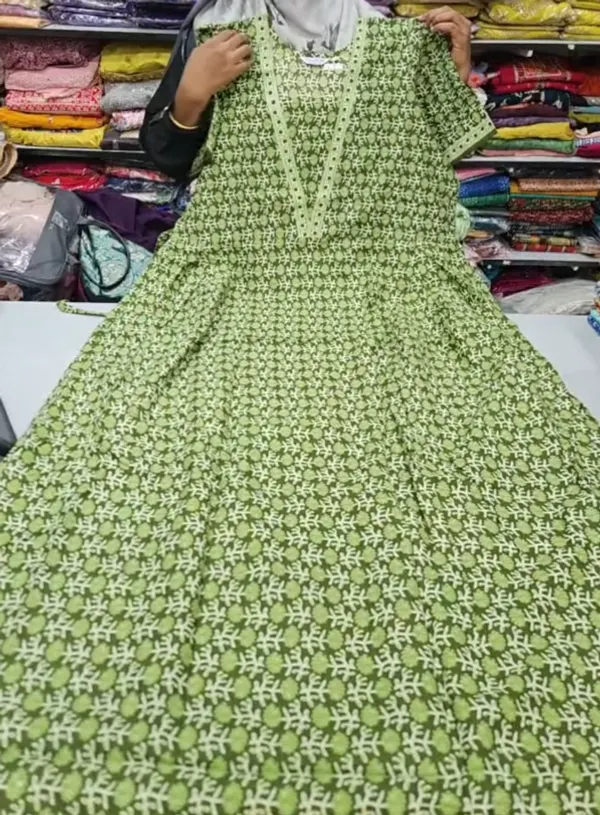 Premium Cotton Frock Style Nighty with Adjustable Rope & Side Pocket |NT3637